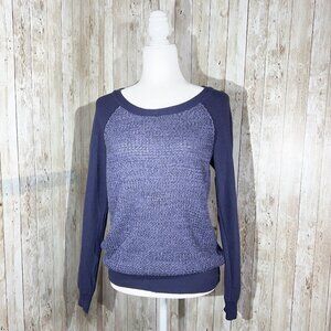 Women's Mudd Long Sleeve Sweater | Blue | Baseball Style | Crew Neck | Large